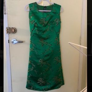 Green and gold holiday dress
